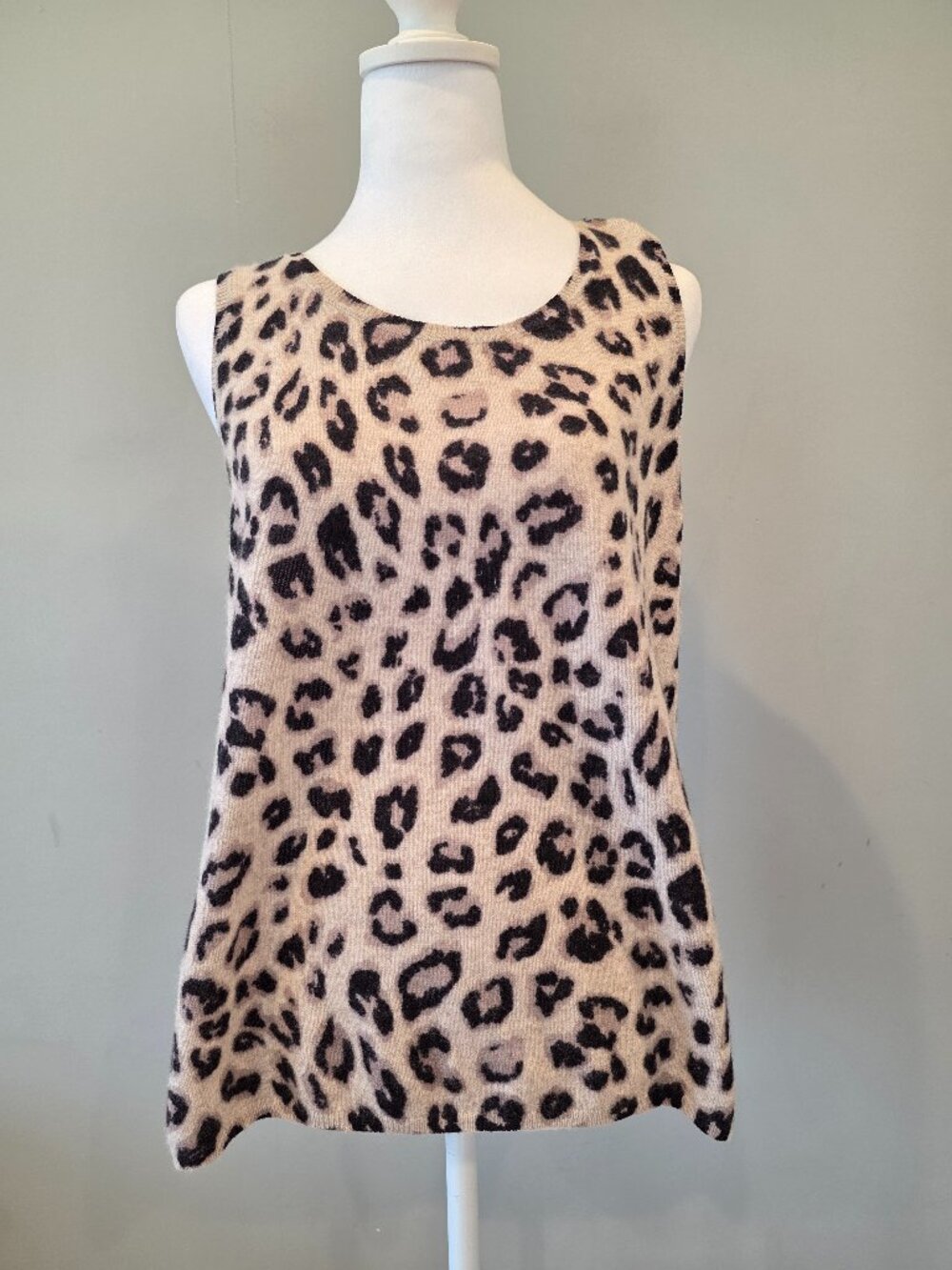 Charter Club Cashmere Leopard Print Cami Vest LG Quiet Luxury CBK Inspo Preppy